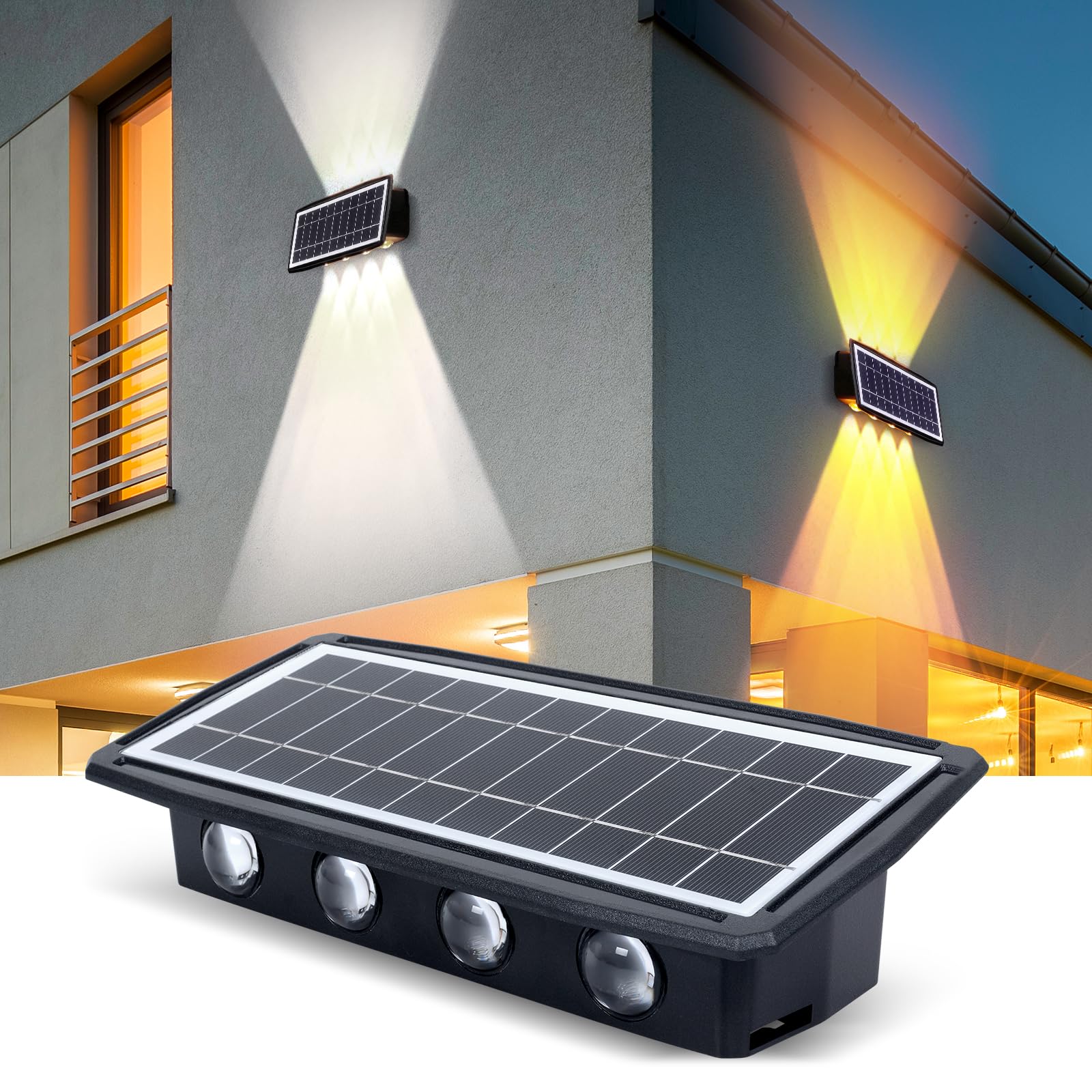 intelamp Faro led esterno con pannello solare,20000mAH Batteria,4000LM/6500K, Lampione Solare con Telecomando 2-12H Timer, IP65 Impermeabile Faretto LED con Sensore di Movimento per Esterno e Giardino